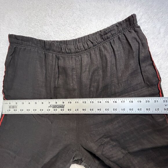 XiAo Womens High Rise Elastic Waist Linen Capri Crop Pants Large Pull-On Casual - Picture 6 of 9